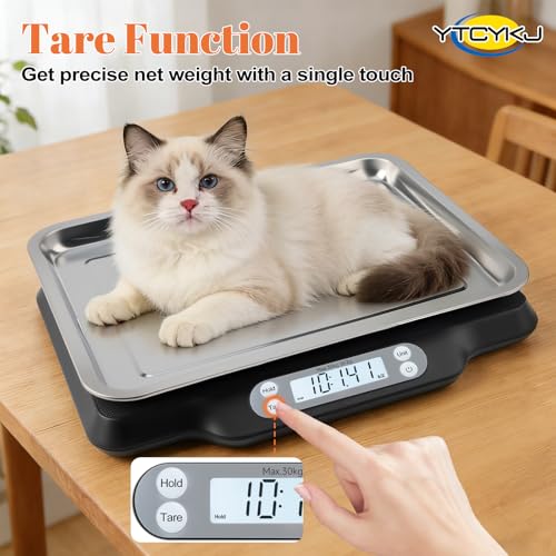 Image of Digital Pet Scale for Accurate Weighing & Baby Scale Kitten Scale | High-Precision Puppy Scales, Dog Cat Scale | 30kg /66lb Capacity, 2g Accuracy, Non-Slip Mat, Tare & Hold Function