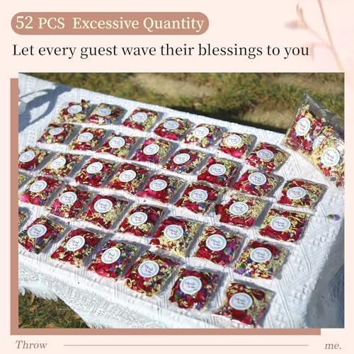 Image of Oning 52 Pack Mix Flower Confetti, Dried Flower Petals, Real Rose Petals | dried flower confetti for weddings, gifts, wedding confetti, wedding farewell decorations, and centerpieces