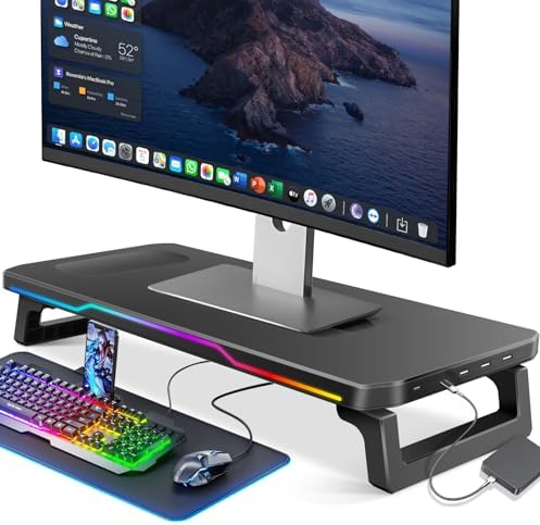 Base Suporte Gamer para Monitor e Notebook, Ajustável, Preto com ...