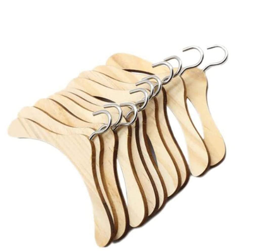 Mini perchas de madera para muñecas, accesorios para muñecas, vestidos, ropa, almacenamiento de vestidos, 10 unidades