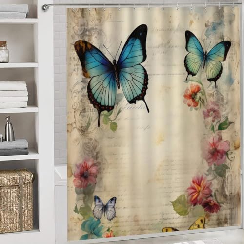 Cortinas de ducha florales para decoración de baño del hogar juego de 4 piezas completo 6