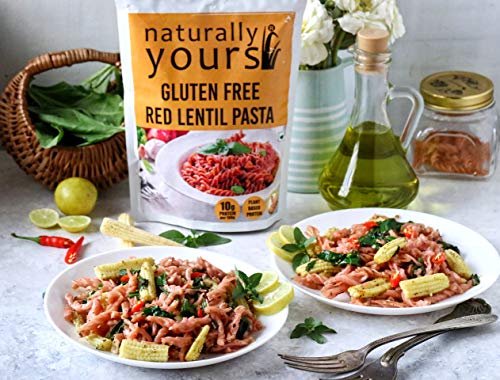 Image of Naturally Yours Red Lentil Pasta | 200g Pack | Gluten-Free, No Maida, No Onion No Garlic, 100% Jain Friendly, Vegan, Preservative-Free | High Plant Protein & Fiber | Healthy Pasta | Pack of 2
