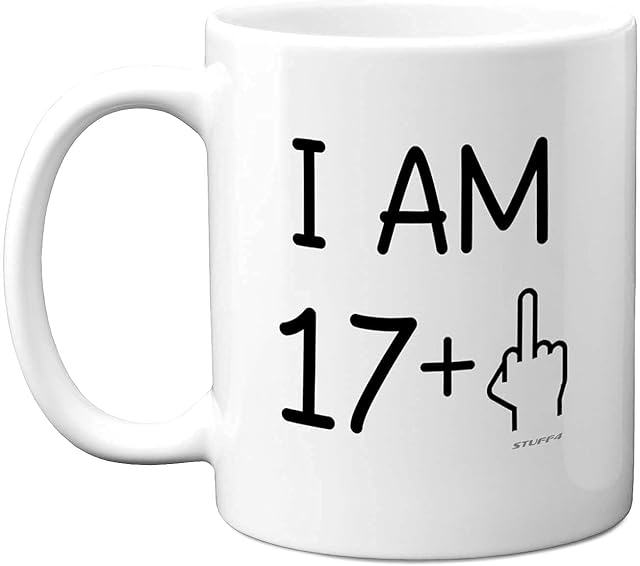 Stuff4 - 18th Birthday Gifts for Women Men, Novelty Mug Middle Finger, Funny Gifts, Perfect Birthday Present, Funny Mugs for Women Men, 11oz White Ceramic Dishwasher Safe, One Size