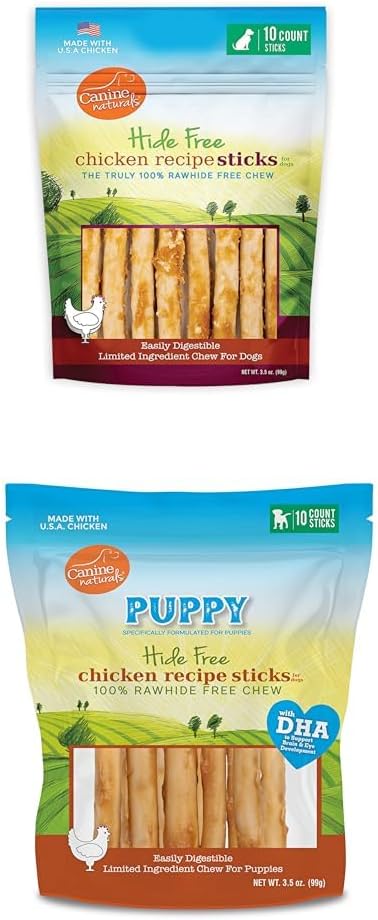 Canine Naturals Chicken Recipe Chew - Rawhide Free Dog Treats-Made from USA Raised Chicken- All-N Chicken Recipe Chew-Rawhide Free Dog Treats - Made from USA Raised Chicken - All-N