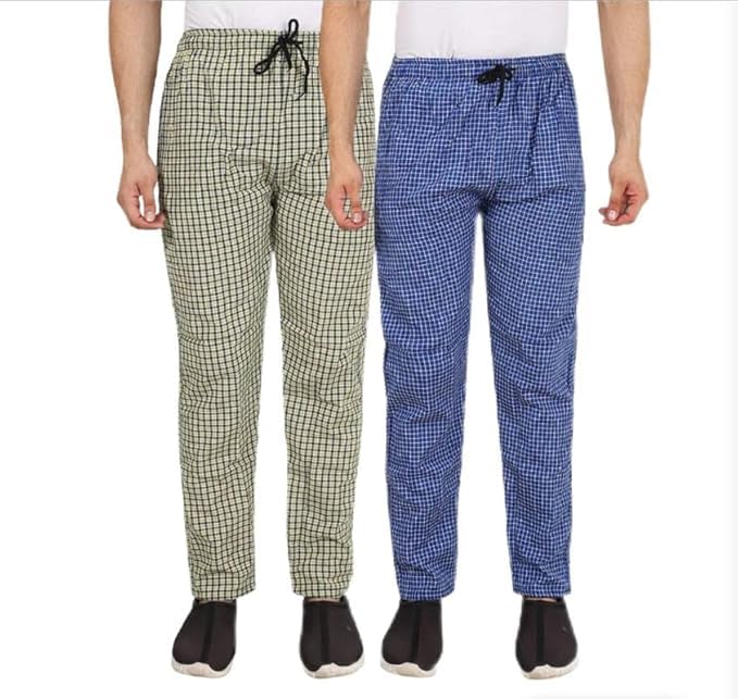 Men's Checked 100% Cotton Pajama Bottom wear Full Length Pajama (Set of 2)-picture-22
