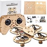 DIY Wooden Drone Building Kit, Wooden Drone Model Kit, DIY Mini Wood Drones RC Quadcopter, Creative Aircraft, Assembly Quadrotor Drones Model with 4-Axis Flight (B)