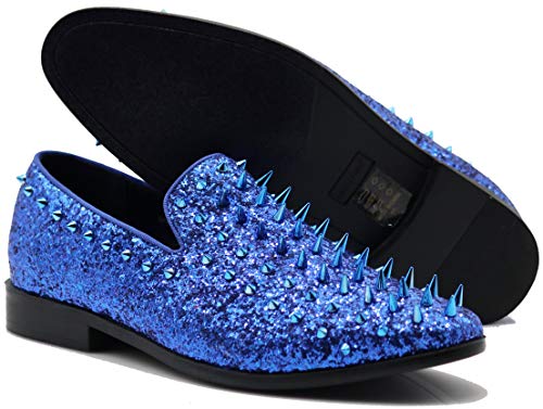 Image of SPK16 Men's Vintage Spike Dress Loafers Slip On Fashion Shoes Classic Tuxedo Dress Shoes