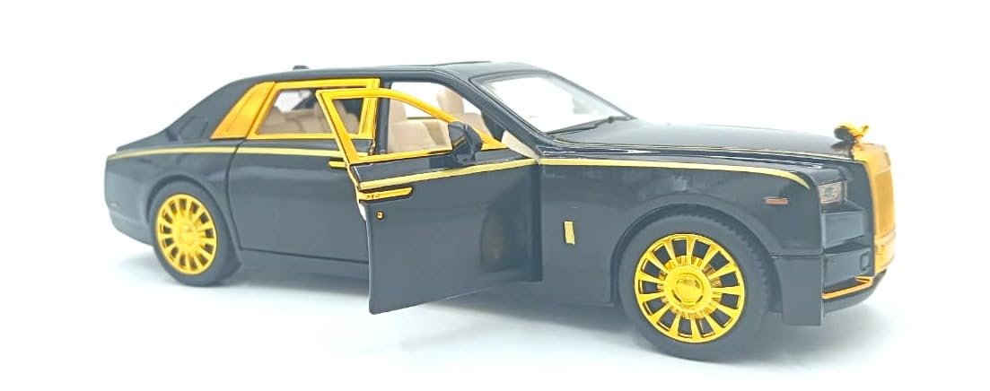 YALLABUYIT car Model 1:24 Rolls-Royce Phantom Model Car,Zinc Alloy Pull Back Toy car with Sound and Light for Kids Boy Girl Gift.(GOLD/BLACK)