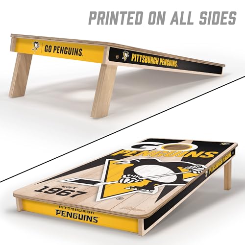 YouTheFan NHL Pittsburgh Penguins 2’ x 4’ Professional Wood Cornhole Game with Logo Bags - Image 2