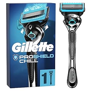 Gillette ProShield Chill Nassrasierer Herren, Rasierer + 1 Rasierklinge mit 5-fach Klinge, Geschenk Männer