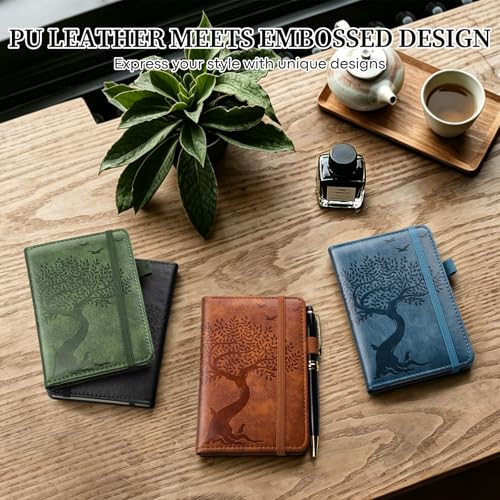 Image of A6 Pocket Notebook Lined Journal: 3 Pack Small Notebook College Ruled, Leather Mini Notebook, Small Notepad Office Supplies, Pocket Journals for Writing Travel, No Bleed Paper, 384 Pages, 3.7 inchx 5.7 inch
