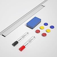 Vista 9 de Magnetic Dry Erase Whiteboard - 46 x 33 Inch White Board - 4 x 3 Large Wall-Mounted Board with Silver Aluminum Frame, 1 Magnetic Eraser, 2 Pens