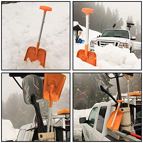 AceCamp Lightweight Collapsible Snow Shovel, Portable Adjustable Aluminum Emergency Shovel, Foldable Telescopic Winter Shovel for Car, Camping, Home