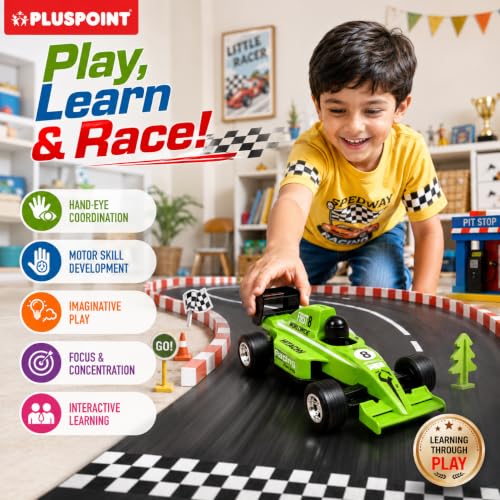 Image of PLUSPOINT F1 Racing Diecast Metal Car | Pull Back Formula Racing Car Model with Alloy Body | Mini Collectible High-Speed Racing Vehicle Toy for Kids Boys & Girls Age 3+