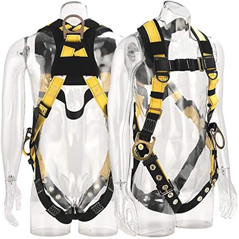 WELKFORDER 3D-Rings Industrial Fall Protection Safety Harness With Leg Tongue Buckles | Shoulder Pad Support ANSI＆CSA Compliant Full Body Personal Protection Equipment Cover