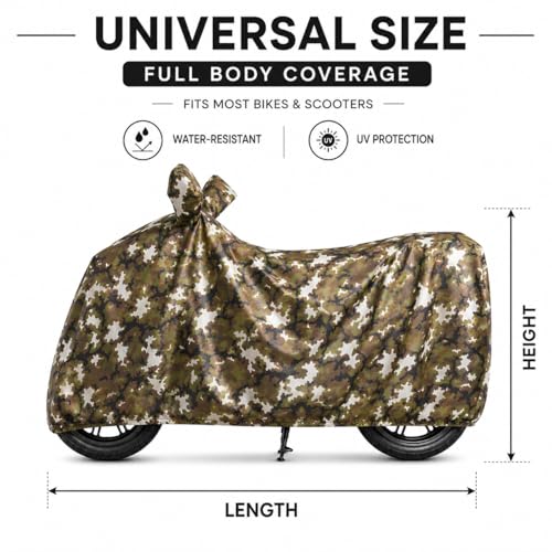 Image of Sulfar 100% Waterproof Universal Bike Cover UV Protection & Dustproof Bike Body Cover for Royal Enfield Bullet Bike (Jungle Green)