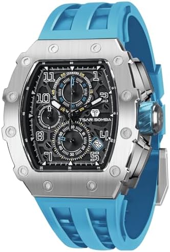 TSAR BOMBA Luxusuhr für Herren mit Quarzwerk, leuchtendem Zifferblatt, 5 ATM wasserdicht, Silikonarmband – Business-Herrenuhr als Festtagsgeschenk