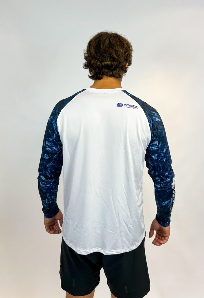 OUTWATER Camp One Dark Blue – Maglietta da pesca da uomo protezione solare UV a maniche lunghe UPF50+ | Pesca, Barca, Outdoor