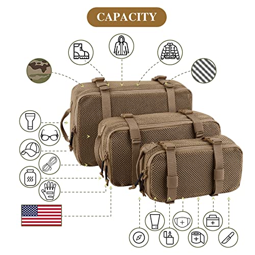 PETAC GEAR 3 PCS Tactical Modular Packing Cubes, Large Capacity Mesh Storage Bag,Outdoor Travel Organize Storage Pouches Bags.2