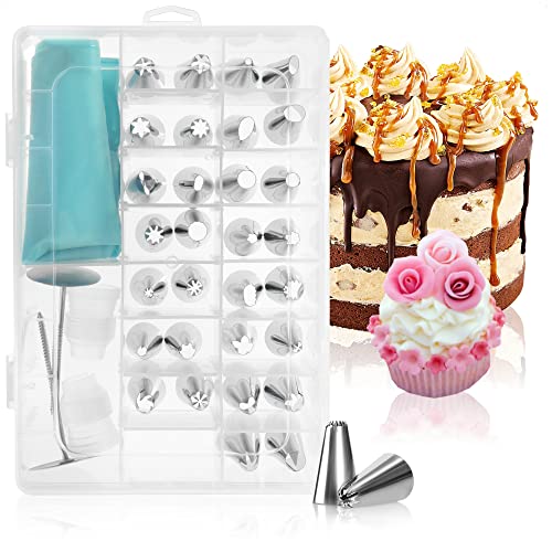 Robin Goods® Ensemble de décoration de gâteau 36 pièces - Poches à douille avec embouts de décoration - Poches à douille et embouts réutilisables - Outil de décoration (Ensemble - 38 pièces)