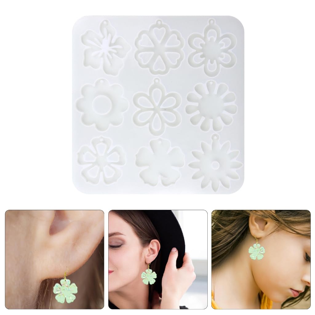 Moules En Silicone Pour Boucles D'oreilles En Résine - Forme Fleur Avec Trou - Idéal Création Bijoux DIY - 12