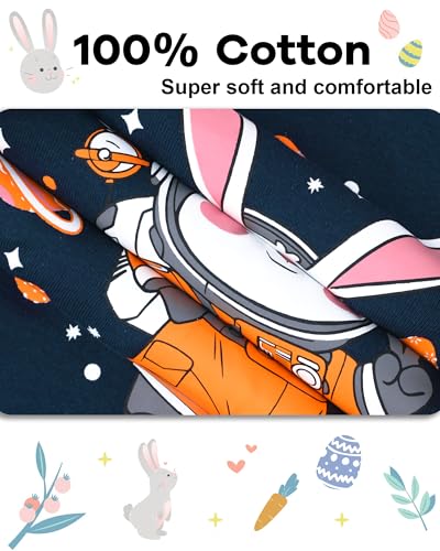Image of DAUGHTER QUEEN Boys Pajamas 4 Pieces Long Set 100% Cotton Sleepwear Size 18 Months-12 Years