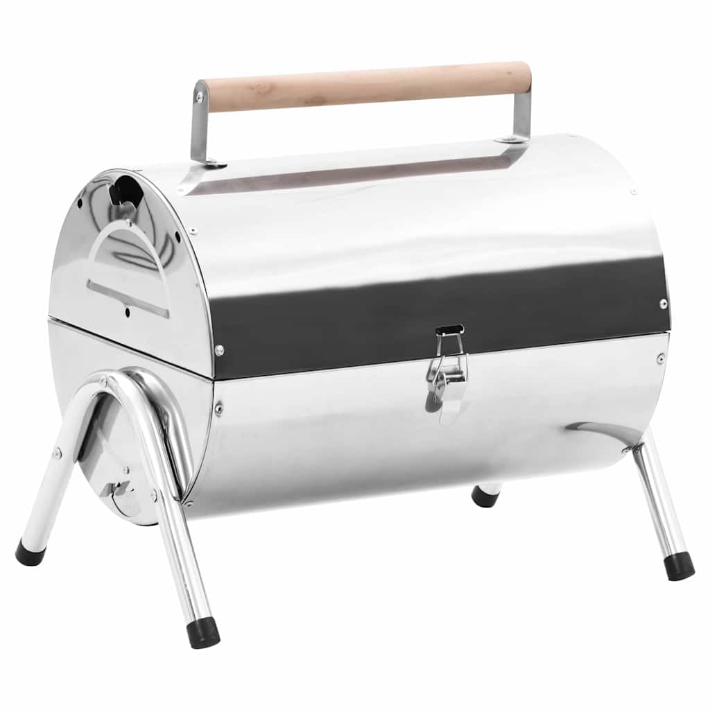 vidaXL - Grills - Tragbarer Tisch-Holzkohlegrill Edelstahl Doppelrost