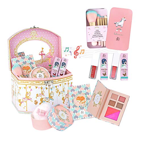 PUNARA Organic & Natural Makeup Music Box Set for Kids, Merry Go Round Beauty Treasure 10pcs, Safe & Gentle for Sensitive Skin, ECOCERT Certified Ingredients