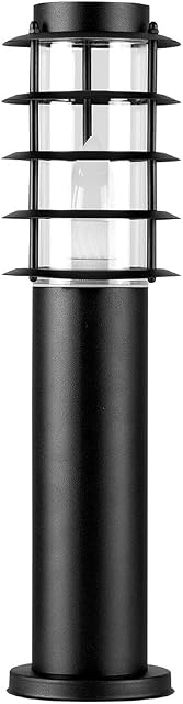 MiniSun Modern IP44 Rated Outdoor Black Stainless Steel Bollard Lantern Light Post - Complete with a 4w LED Candle Bulb [3000K Warm White]