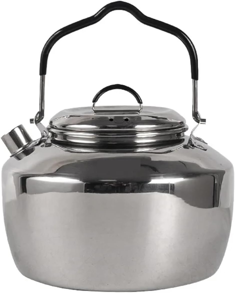 1.3L/1.5L 304 Stainless Steel Camping Kettle, Portable Teapot/Coffee Pot for Picnic & Self-Driving(1.5L)