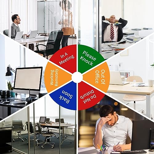 office door sign- do not disturbout of officeplease knockin a meetingworking remotelyback soon rotating privacy door sign conference 6 inch silver