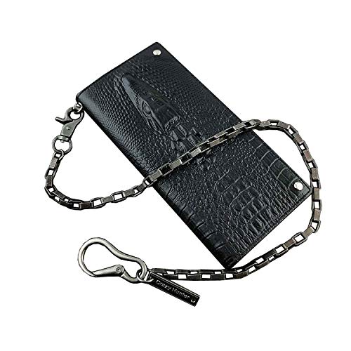 Biker Rock Aligator Head Mens Card Money Leahter Wallet With anti Theft Key Chain4
