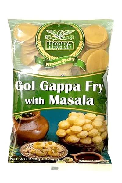 Heera Gol Gappa (Pani Puri) 250g | Authentic Indian Snacks for Quick and Delicious Pani Puri crisps Fryums (Pack of 1)