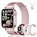 Iaret Reloj Inteligente Mujer, 1.83" Smartwatch con 4 Correas, Llamadas Bluetooth, Monitor Sueño/Ritmo Cardíaco/SpO2/Menstrual, 110+ Modos Deportivos Pulsera Actividad para iOS/Android, Oro Morado