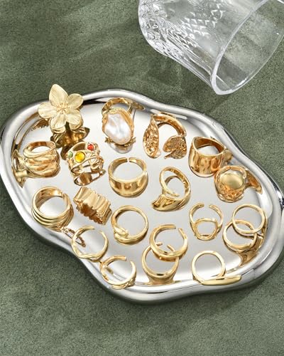 YEEZII 20 Pcs Gold Ring Set for Women, Chunky Statement Flower Finger Midi Rings, Big Boho Stacking Rings Pack Trendy Stuff Jewelry Gift - Image 6