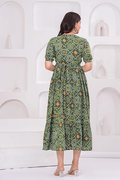 Image of Women Feeding Kurti for Women Cotton Maternity Kurta with Nursing Zip for Pre & Post Pregnancy
