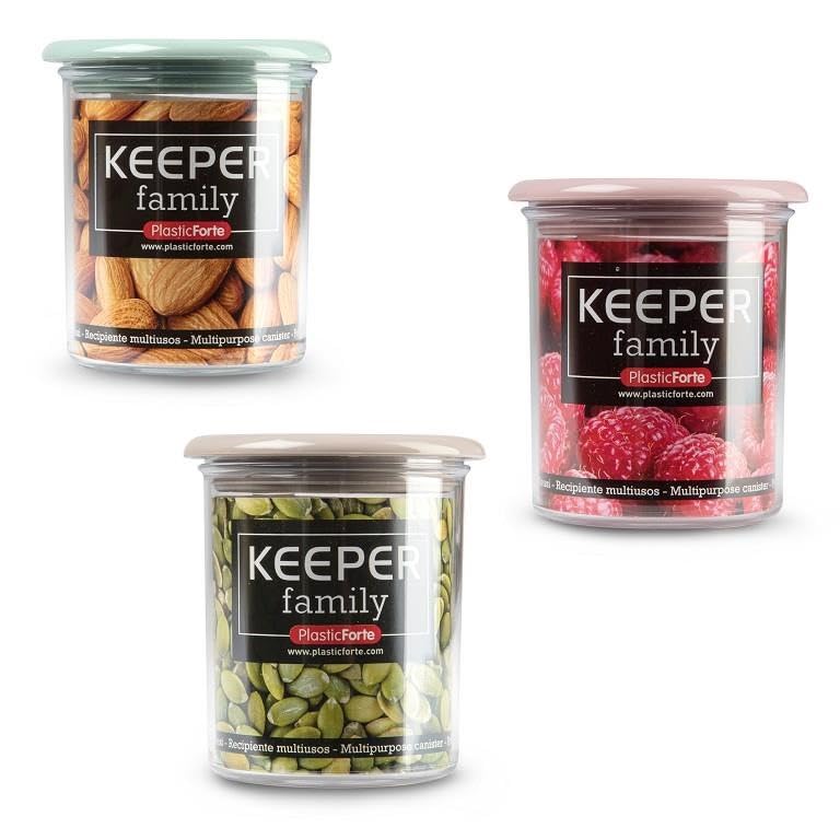 PlasticForte Multipurpose Canister Storage Jar 250ml 8x8x9cm - Clear with Assorted Colors Lid