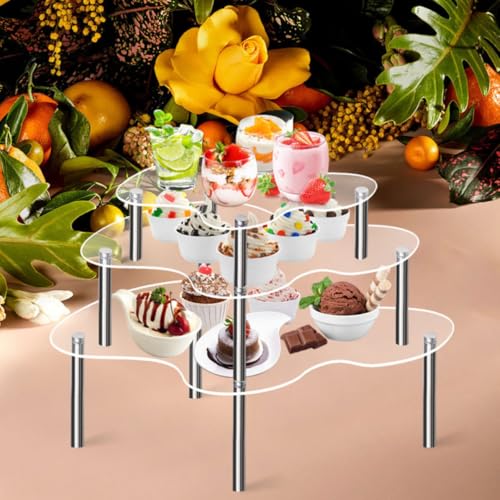 Présentoir à gâteaux en acrylique transparent CRAFTHROU 3 pièces