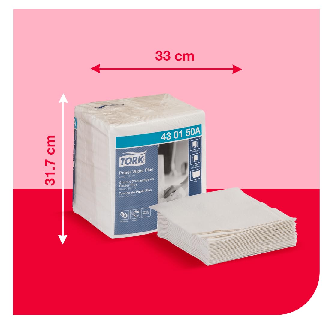 Paper Wiper Plus, 12.5 X 13, White, 1/4 Fold, 90/pack, 12 Packs/carton