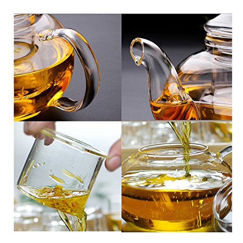 1000ML Glass Teapot With infuser,Teapot With Strainer For Loose Tea, Glass Infuser Tea Pot Can be Used On Stovetop (1000ml/35oz) - Thumbnail 5