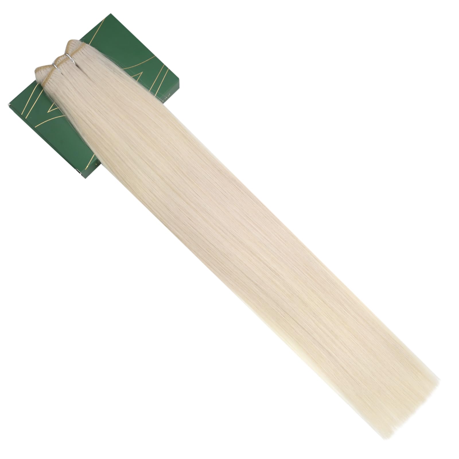 Ugeat Tressen Echthaar Extensions Blond 60 cm Weft Extensions Echthaar Blond Remy Haartressen Echt Haar Platinblond für Volumen und Fülle 100G 60A