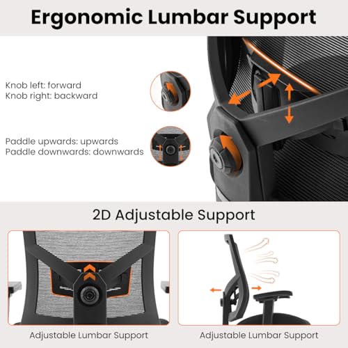 Image of 500lbs Drafting Chair,Big and Tall Office Chair for Standing Desk with Wide Seat,2D Adjustable Lumbar Support,Ergonomic Office Chair with Footrest for Home,Drawing or Counter Height Use