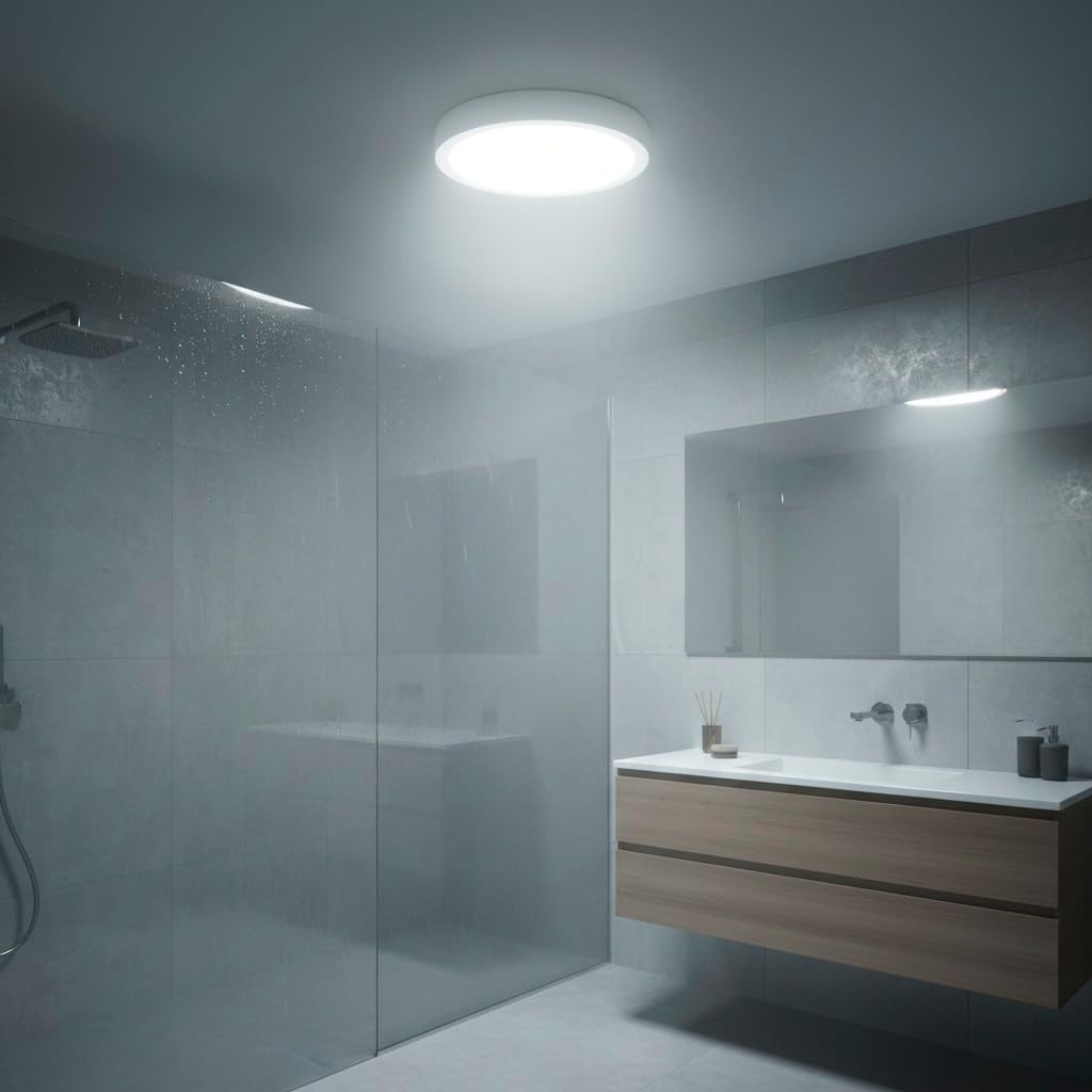 LED ATOMANT Plafon LED Redondo Superficie 225mm, 18W, Color Blanco Frio (6500K), 1650 Lumenes, Driver integrado, Para Techo Cocina Baño