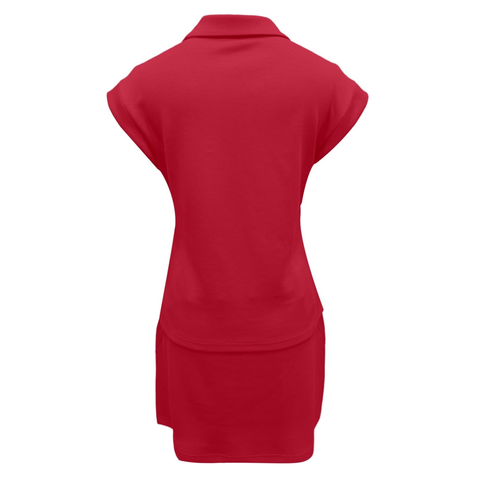 Tuta da donna con gonna attiva a maniche corte classica ideale per attività sportive, perfetta con scarpe da tennis in primavera,
