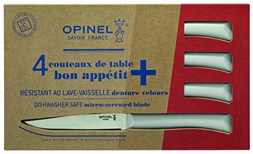 Opinel Set of 4 Bon Appetit+ Dishwasher Safe Serrated Steak Knives - Cloud