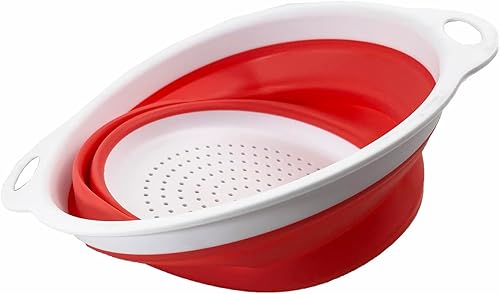 Miniatura 6 de SAMMART Colador plegable de 2.6 L (0.68 galones), colador plegable para platos, portátil, ahorra espacio, grisverde marino oscuro, 1