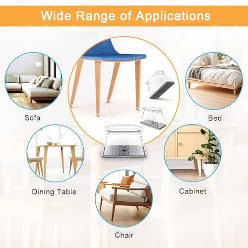 Image of OASMU 32 Pcs Chair Leg Floor Protectors for Hardwood Floors Rectangular | Chair Leg Caps with Felt Pads, Noise Reduction & Anti Scratch Furniture Feet Covers, Fits Perimeter 3-9 /16 inch to 4-14 /16 inch