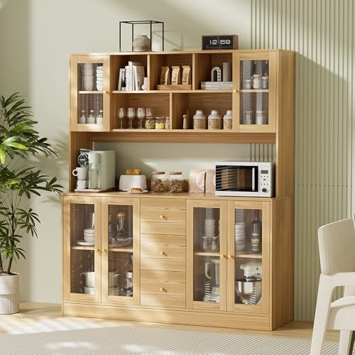 VOWNER Large Kitchen Hutch Cabinet, Kitchen Pantry Storage Cabinet with