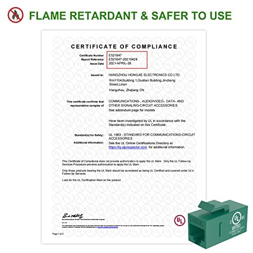 Miniatura 2 de VCE Cat6 RJ45 Keystone Jack Insert UL Listed 25-Pack, 90 Degree Punch Down Keystone Jack Adapter in Green