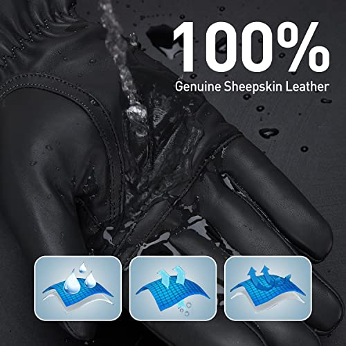 BISON DENIM Winter Genuine Sheepskin Leather Gloves for Men, Touchscreen Texting Warm Cashmere Lined Gloves for Driving - Image 4